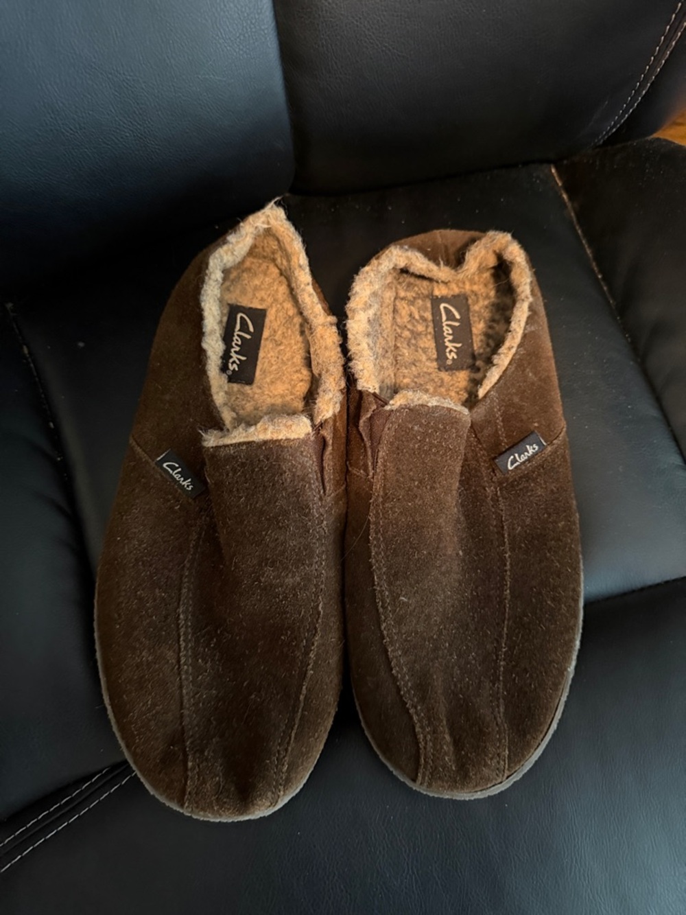Clarks Men's Brown Suede Fleece-Lined Slip-On Loafers